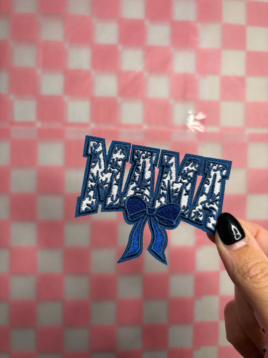 Mama bow patch blue/pink