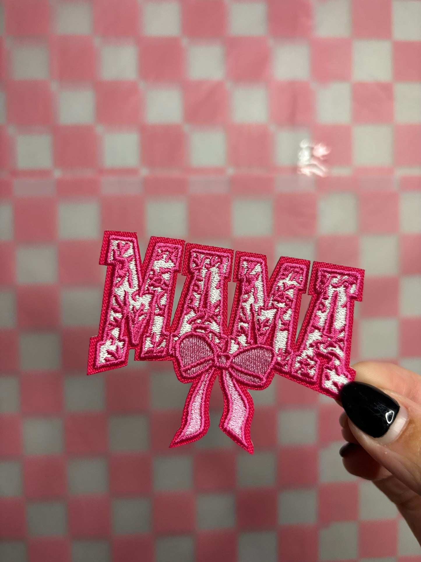 Mama bow patch blue/pink